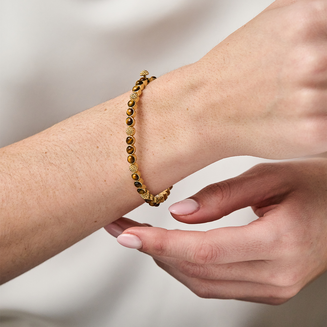 Berry Gem Petite Hinged Bangle, Tiger's Eye