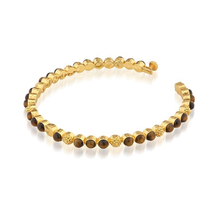 Berry Gem Petite Hinged Bangle, Tiger's Eye