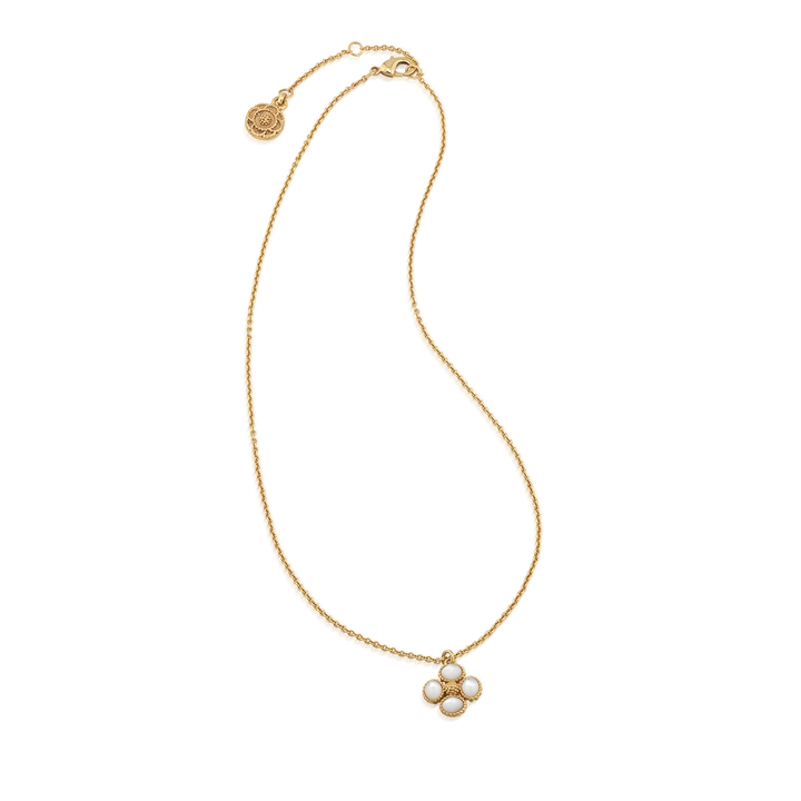 Berry Clover Double Sided Charm Necklace, Pearl White