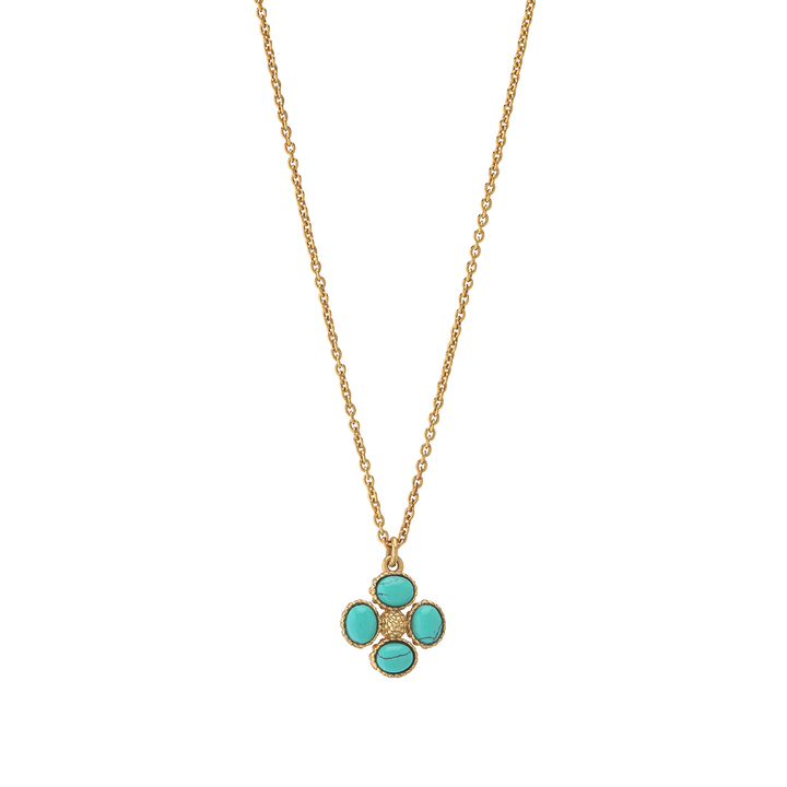 Berry Clover Double Sided Charm Necklace, Turquoise