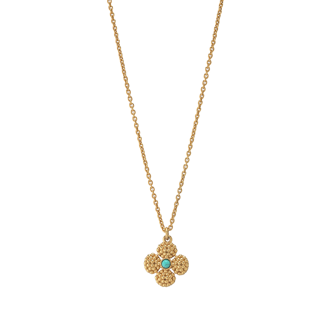Berry Clover Double Sided Charm Necklace, Turquoise