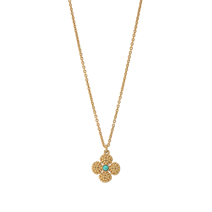 Berry Clover Double Sided Charm Necklace, Turquoise
