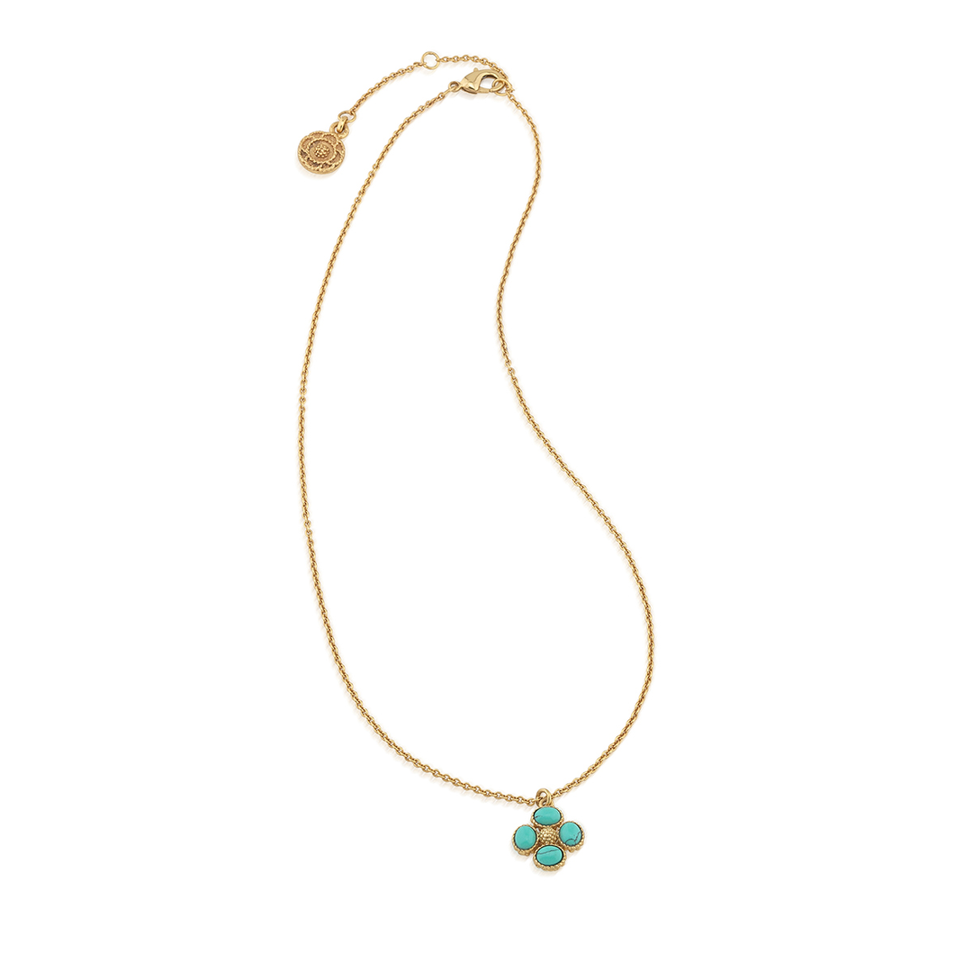 Berry Clover Double Sided Charm Necklace, Turquoise