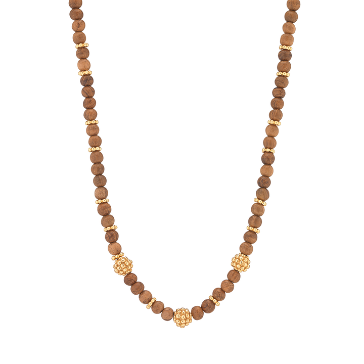 Berry Single Strand Petite Beads Necklace, 16"+2" Teak