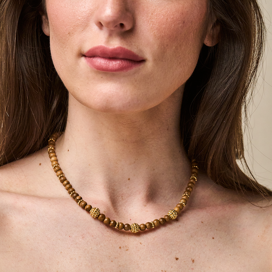 Berry Single Strand Petite Beads Necklace, 16"+2" Teak