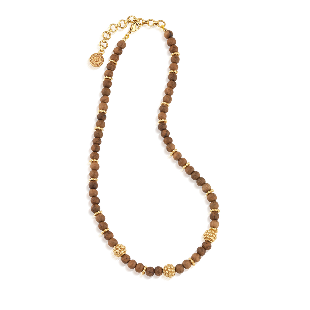 Berry Single Strand Petite Beads Necklace, 16"+2" Teak