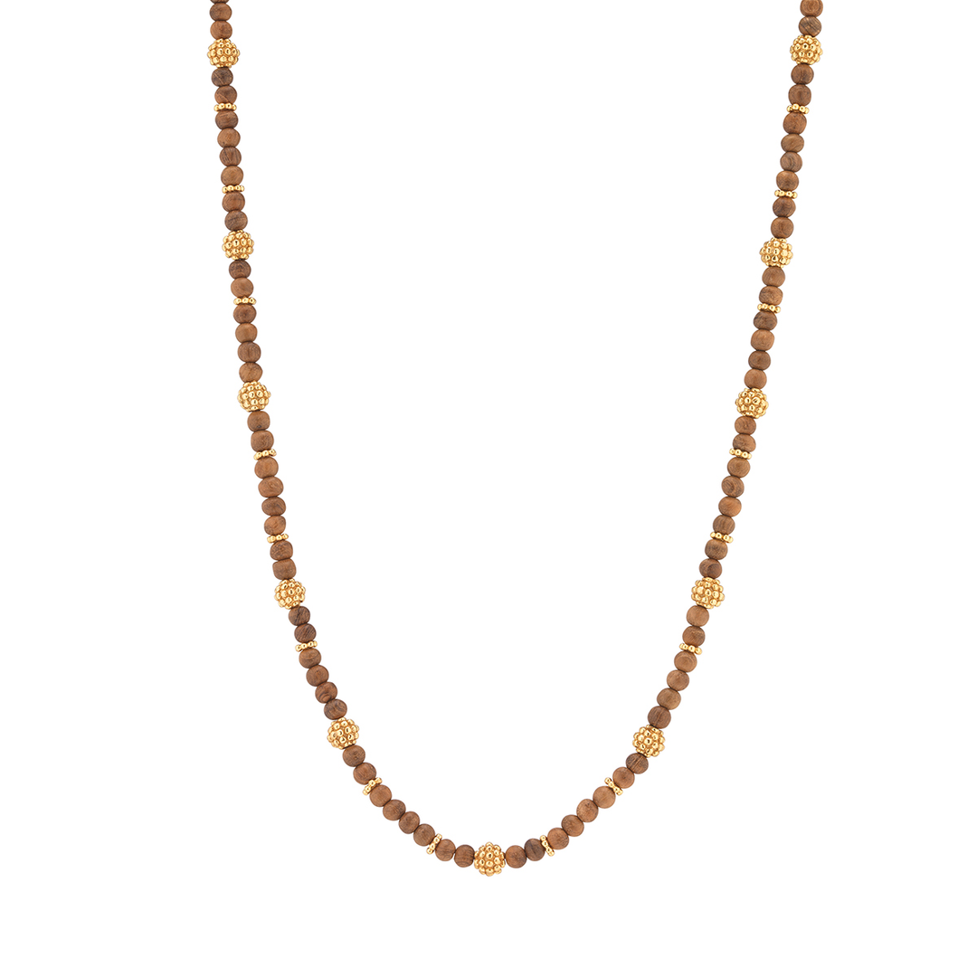 Berry Single Strand Petite Beads Necklace, 24" Teak