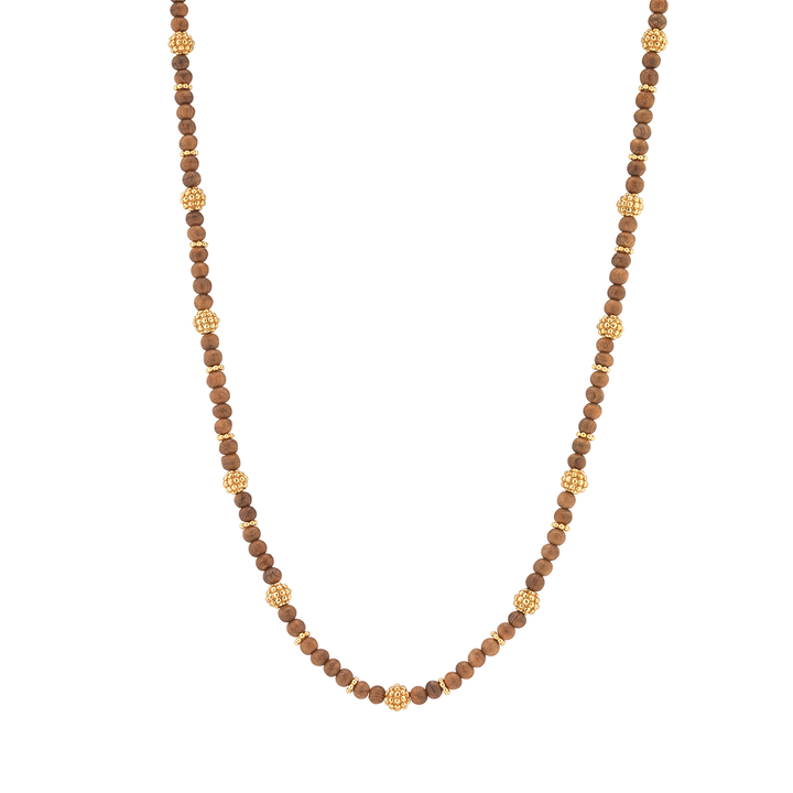 Berry Single Strand Petite Beads Necklace, 24" Teak