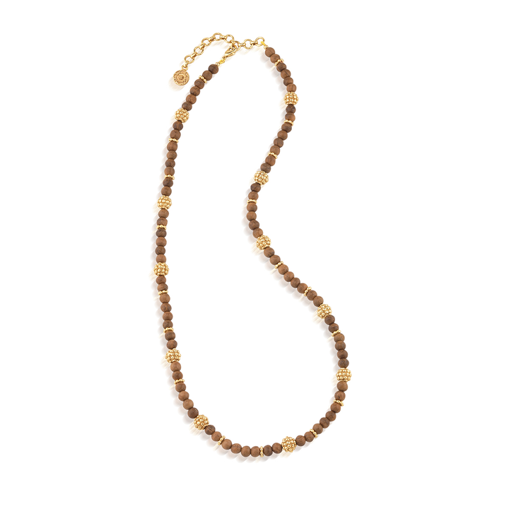 Berry Single Strand Petite Beads Necklace, 24" Teak