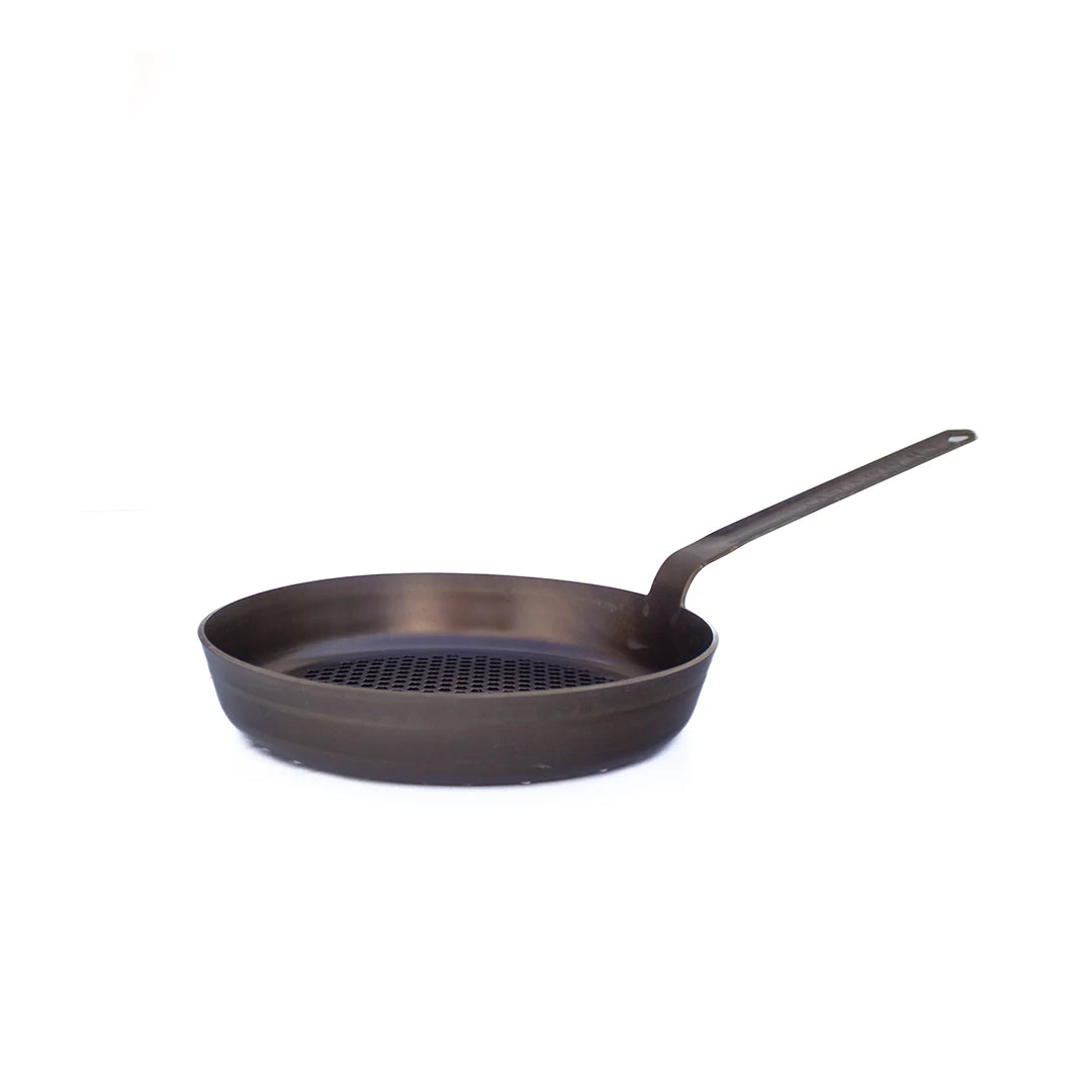 long handled carbon steel pan for grills