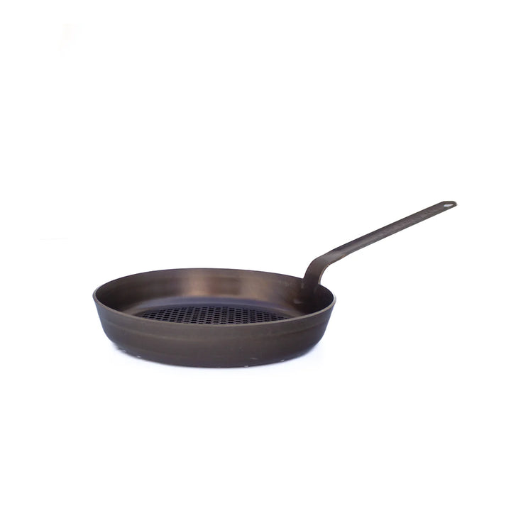 long handled carbon steel pan for grills