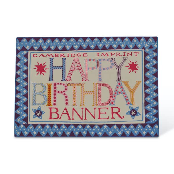 Happy Birthday banner packaging with decorative border 