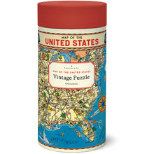 Load image into Gallery viewer, cavallini and co vintage puzzle map of united states in container
