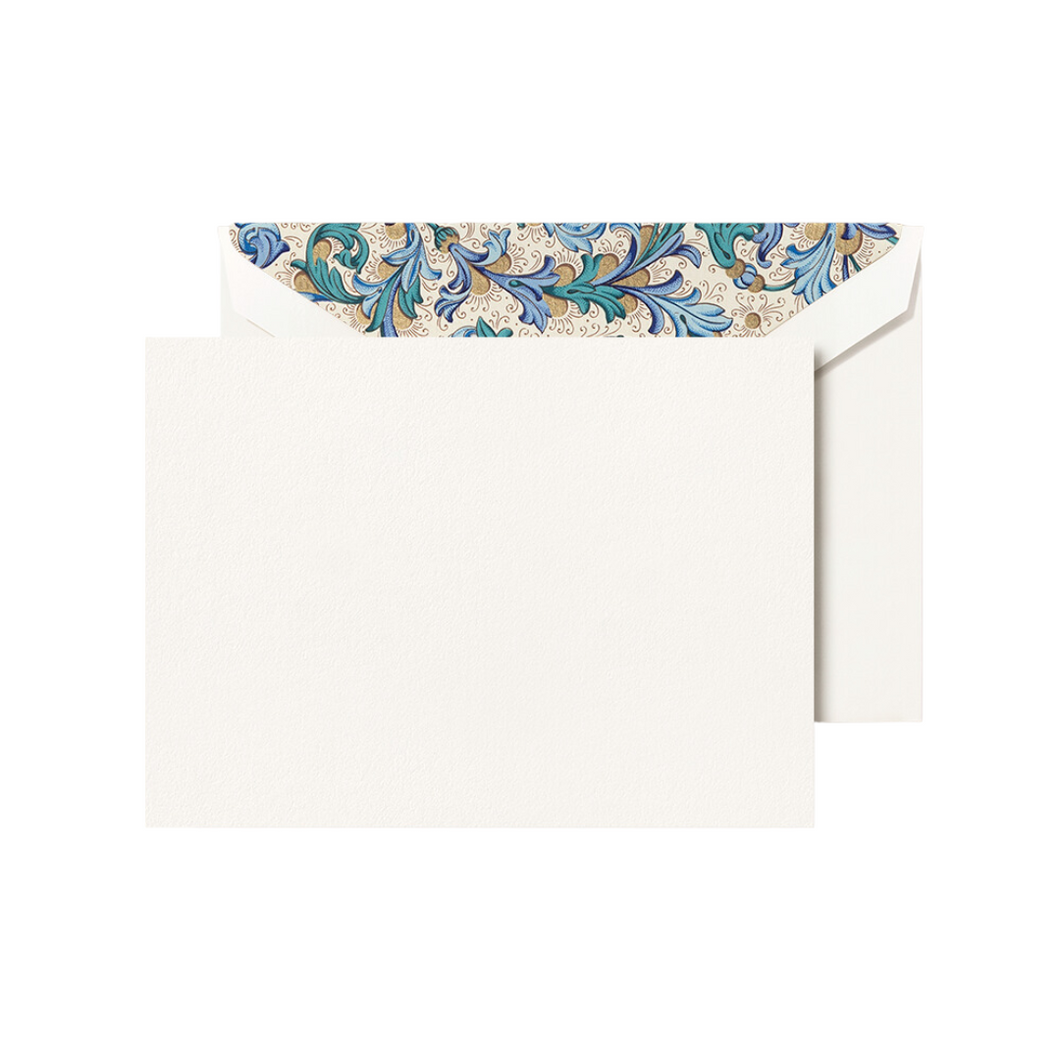 Crane & Co. Blue Florentine Pearl White Notes