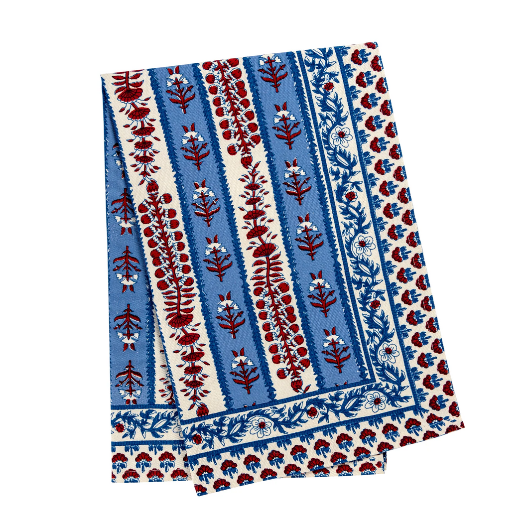 couleur nature Avignon Red & Blue Tea Towel folded