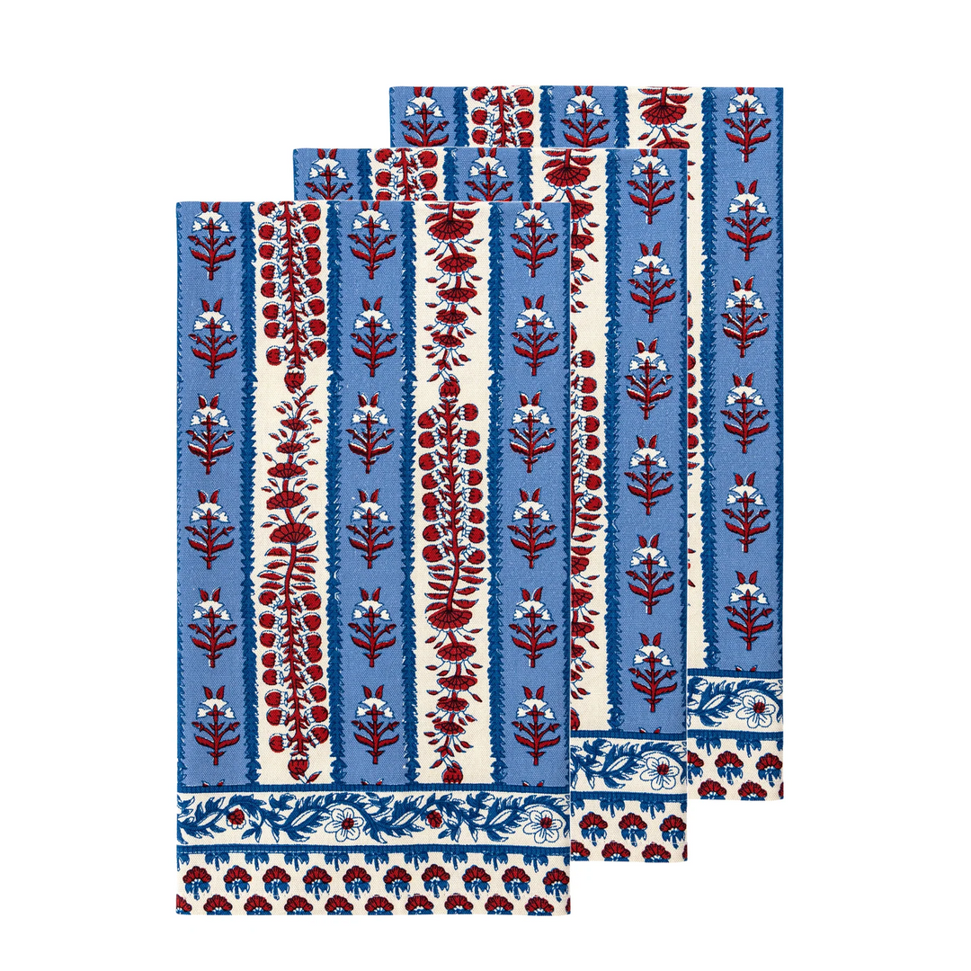 couleur nature Avignon Red & Blue Tea Towel set