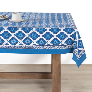 Couleur Nature Azulejo Blue Tablecloth