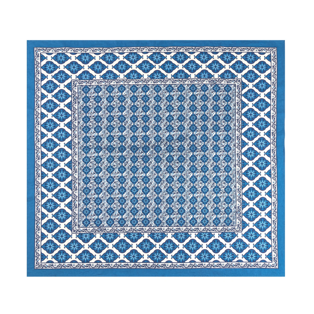 Couleur Nature Azulejo Blue Tablecloth full