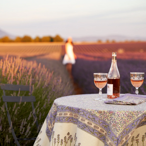 couleur nature french lavendar tablecloth in a field of lavender