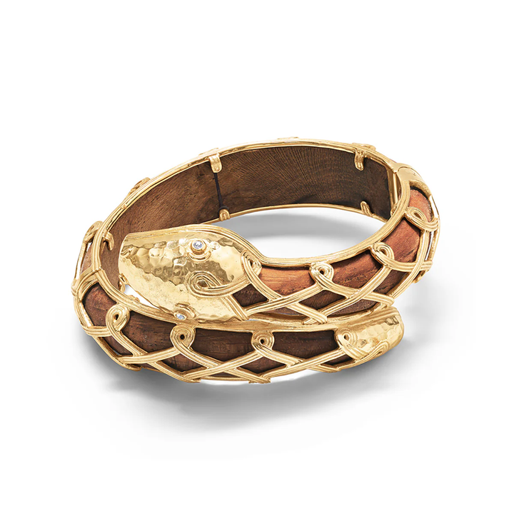 Gold and wood snake shaped bracelet 