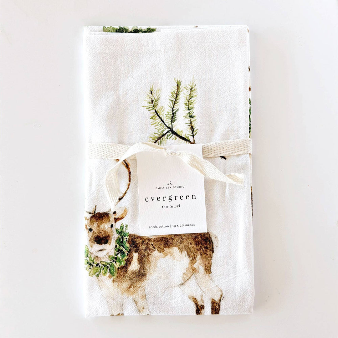 Evergreen Christmas Cotton Tea Towel