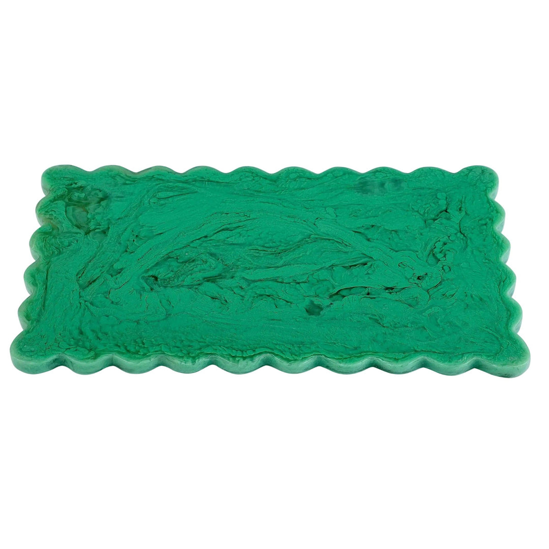 Green Scallop Resin Charcuterie Board 14x8"