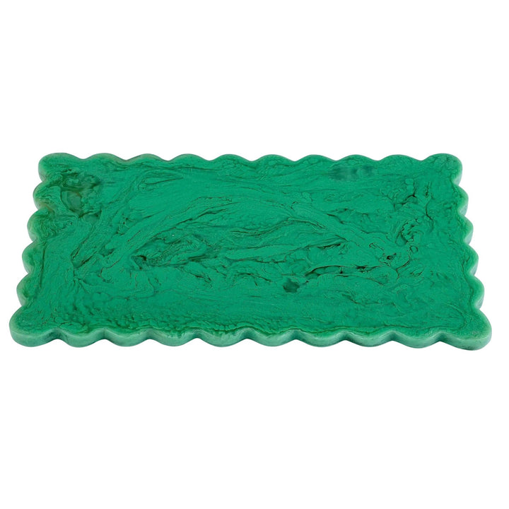Green Scallop Resin Charcuterie Board 14x8"