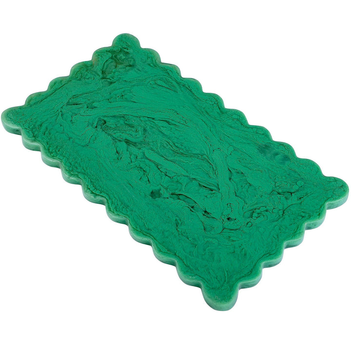 Green Scallop Resin Charcuterie Board 14x8"