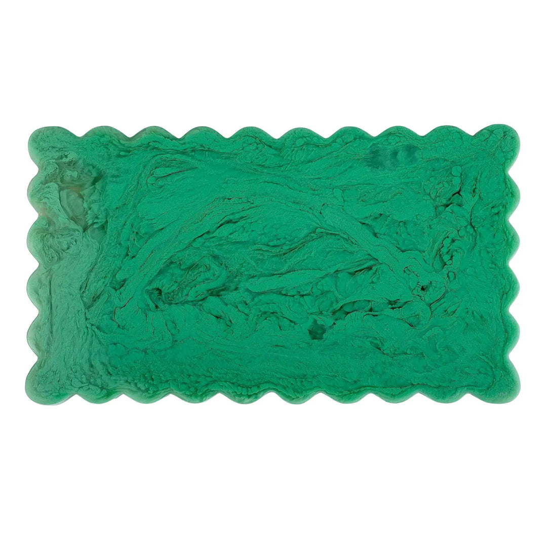 Green Scallop Resin Charcuterie Board 14x8"