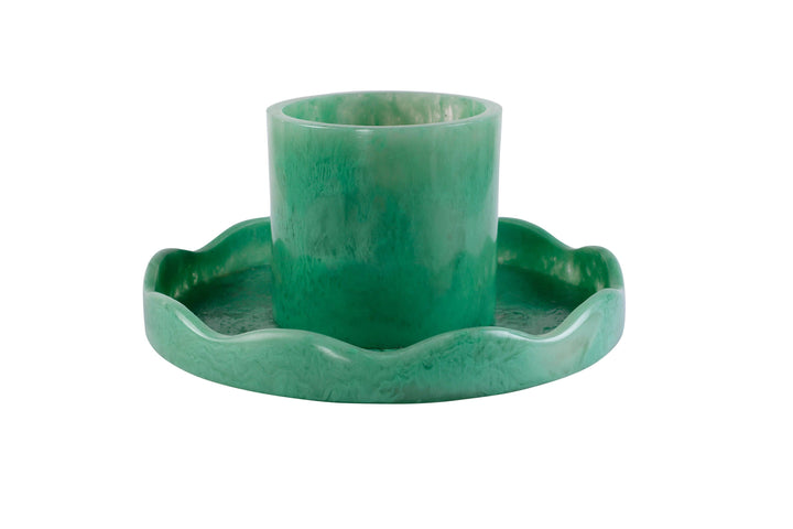 Green Scallop Resin Cake Stand