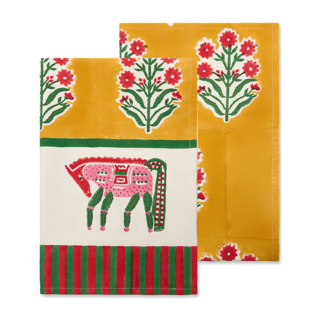 Cheval Nomade Mustard & Green Tea Towel