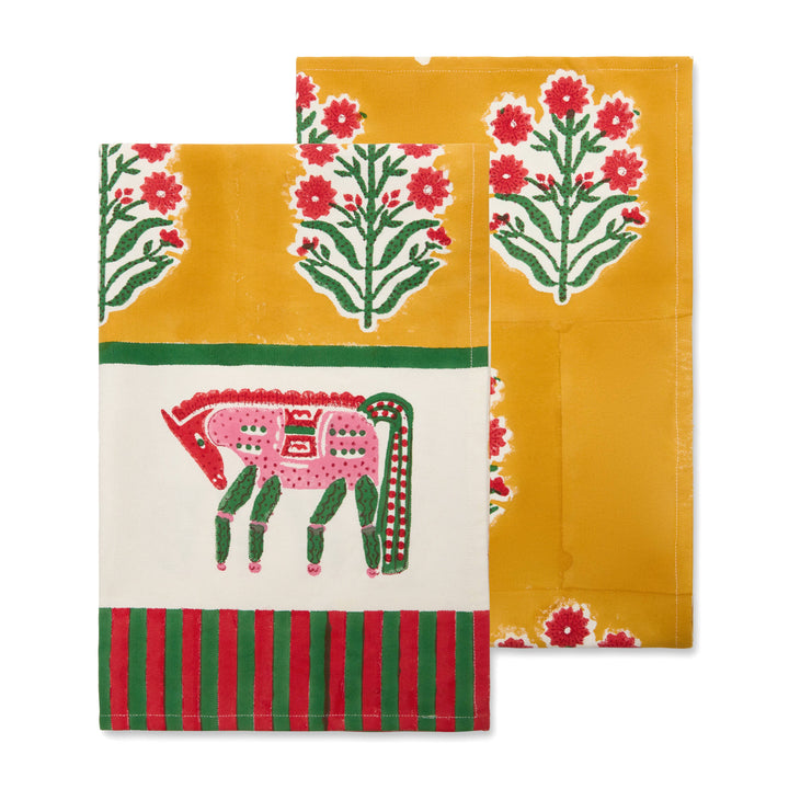 Cheval Nomade Mustard & Green Tea Towel