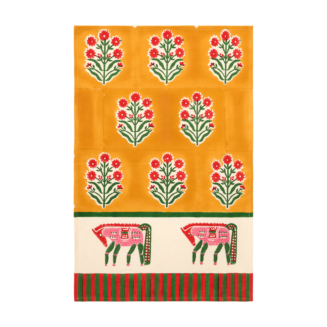 Cheval Nomade Mustard & Green Tea Towel