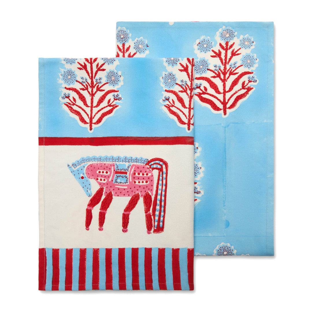 Cheval Nomade Pink & Green Tea Towel