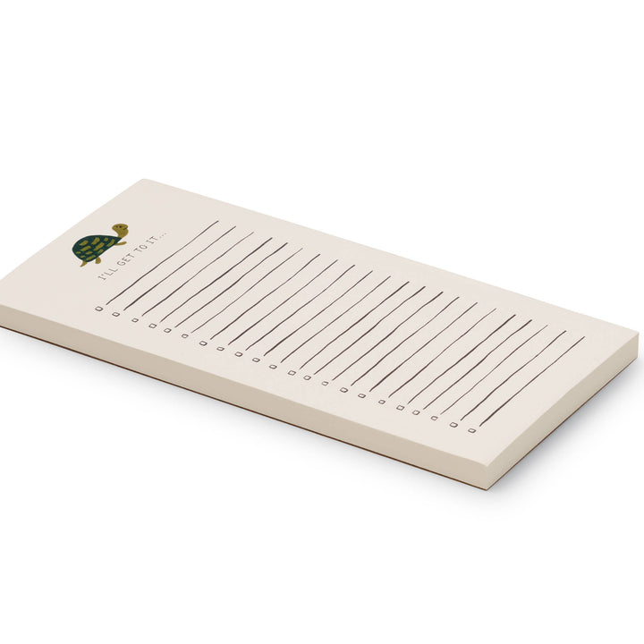 Notepad with a turtle design and text reading "i'll get to it"