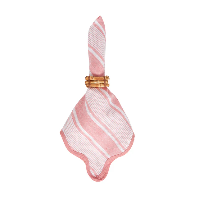 Juliska Cabana Stripe Coral Napkin Set/4