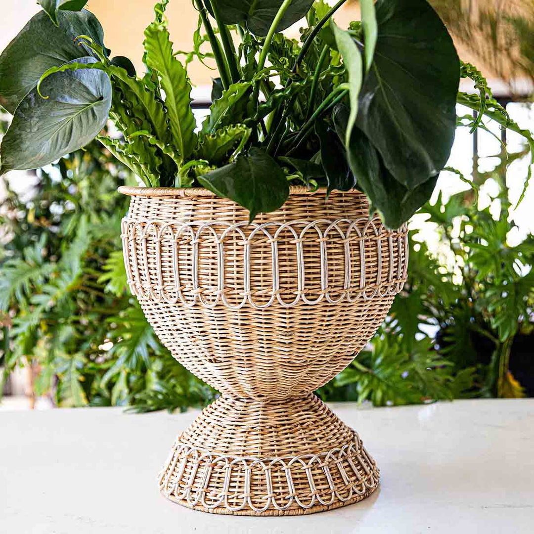 Juliska Provence Rattan Whitewash Urn, Medium