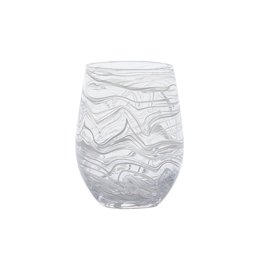 Juliska Puro Marbled White Stemless Wine