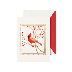 Crane and co red cardinal christmas card
