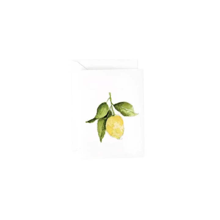 A gift enclosure card with a lemon and leaves design 