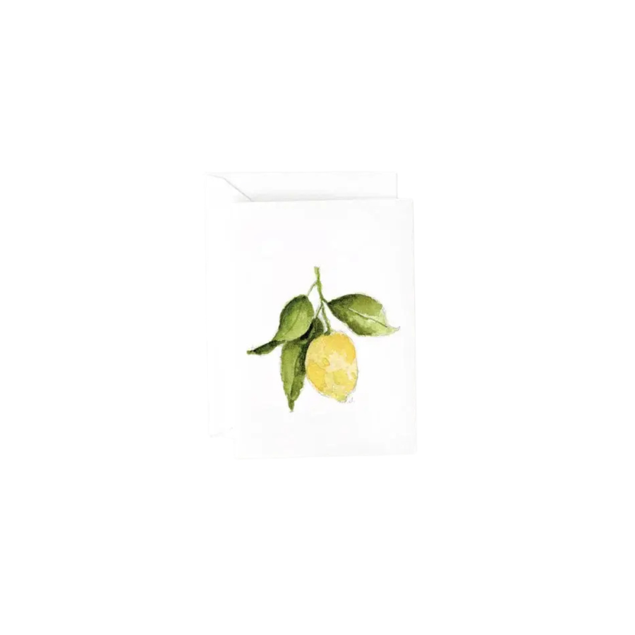 A gift enclosure card with a lemon and leaves design 