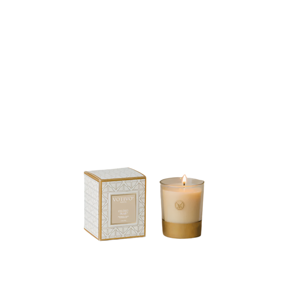 Votivo Holiday Gilded Pear Votive Candle