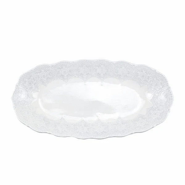 Arte Italica Merletto White Oval Bowl, Large