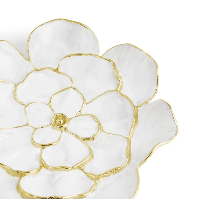 White catchall with gold floral design
