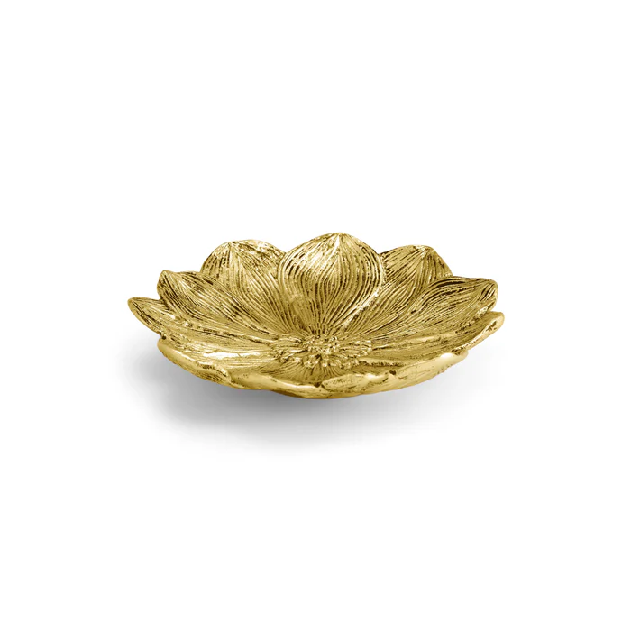 Gold flower shaped catch all dish