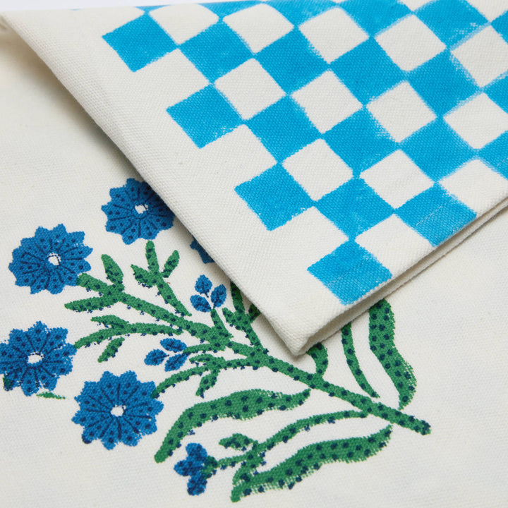 Jeu de Singes Blue & Green Tea Towel