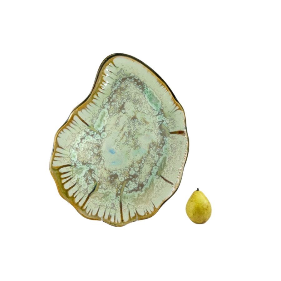 Ae Ceramics Oyster Series Platter in Mint & Tortoise