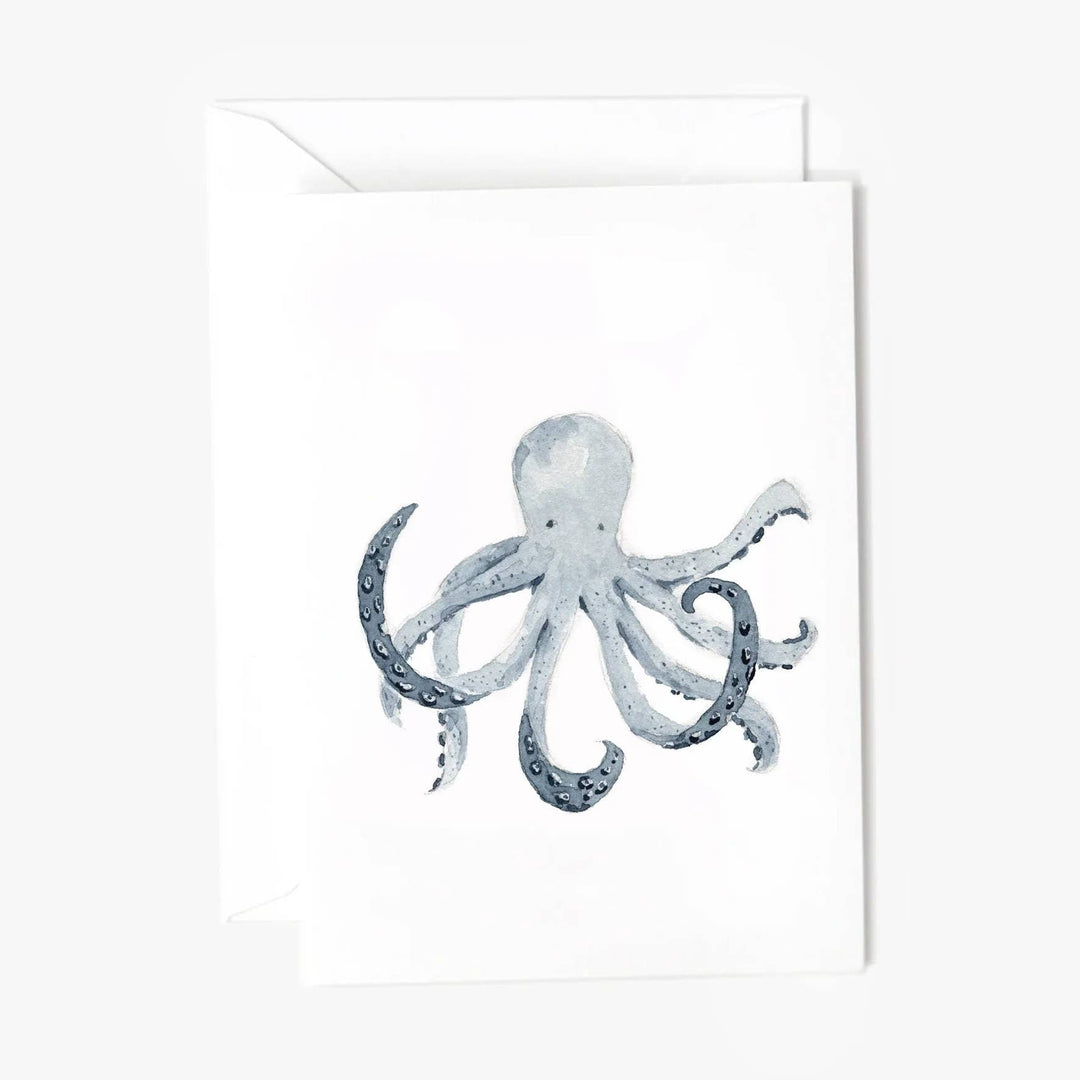 Greeting card with a watercolor octopus design 