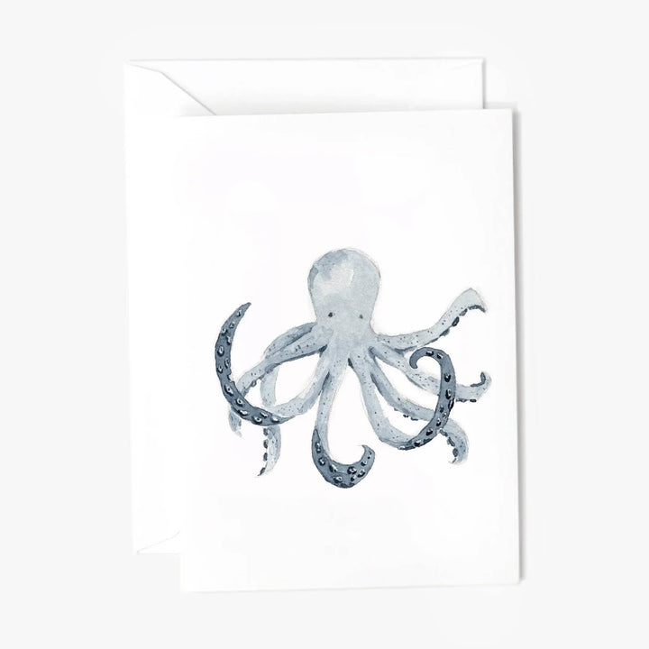 Greeting card with a watercolor octopus design 