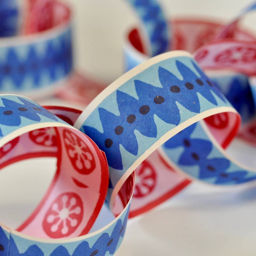 close up of colorful paper chains